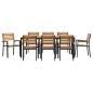 Preview: 9-teiliges Garten Esszimmer Set aus Massivholz Akazie und Metall