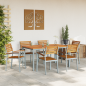 Preview: 7-teiliges Garten Esszimmer Set aus massivem Akazienholz und Metall