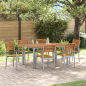 Preview: 7-teiliges Garten Esszimmer Set aus massivem Akazienholz und Metall