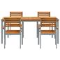 Preview: 5-teiliges Garten-Essbereich-Set aus Massivholz Akazie und Metall