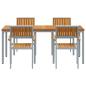 Preview: 5-teiliges Gartentischset aus solidem Akazienholz und Metall