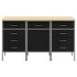 Preview: Werkbank mit Schubladen 3 pcs Schwarz und Grau 150 x 55 x 85 cm
