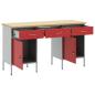 Preview: Werkbank 3 stk. Rot und Grau Ingenieure Holz und Stahl