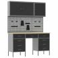 Preview: 8-teiliges Werkstatt-Schrank- und Pegboard-Set in Schwarz aus MDF und Metall