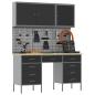 Preview: 8-teiliges Werkstatt-Schrank- und Pegboard-Set in Schwarz aus MDF und Metall