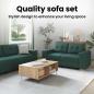 Preview: Sofa 3 pcs Dunkelgrün 221 x 80 x 80 cm Leinenmischgewebe
