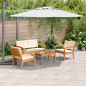Preview: 4-teiliges Bistro-Set mit Kissen aus Akazienholz