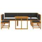 Preview: 6-teilige Garten-Essgruppe mit Kissen aus massivem Akazienholz