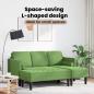 Preview: Garten Sofa mit Bank und Kissen, L-förmiger hellgrüner Samt, 3-Sitzer Sofa mit Chaise, L-förmiger hellgrüner 160 cm Samt, Bank hellgrün, 113x57x39 cm, Samt