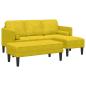 Preview: Garten Sofa mit Bank und Kissen L-Form Gelber Samt, L-förmiges Sofa Gelb 173x131x67 cm Samt, Bank Gelb 113x57x39 cm Samt
