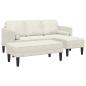 Preview: Garten-Sofa mit Bank und Kissen L-förmiger Creme-Samt, L-förmiges Sofa Creme 173x131x67 cm Samt, Bank Creme 113 cm Samt