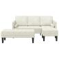 Preview: Garten-Sofa mit Bank und Kissen L-förmiger Creme-Samt, L-förmiges Sofa Creme 173x131x67 cm Samt, Bank Creme 113 cm Samt