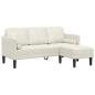 Preview: Garten-Sofa mit Bank und Kissen L-förmiger Creme-Samt, L-förmiges Sofa Creme 173x131x67 cm Samt, Bank Creme 113 cm Samt