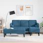 Preview: ARDEBO.de - Garten Sofa mit Bank und Kissen L-förmiger blauer Samt, L-förmiges Sofa blau 173x131x67 cm Samt, Bank blau 113x57x39 cm Samt