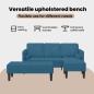 Preview: Garten Sofa mit Bank und Kissen L-förmiger blauer Samt, L-förmiges Sofa blau 173x131x67 cm Samt, Bank blau 113x57x39 cm Samt