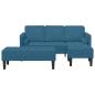 Preview: Garten Sofa mit Bank und Kissen L-förmiger blauer Samt, L-förmiges Sofa blau 173x131x67 cm Samt, Bank blau 113x57x39 cm Samt