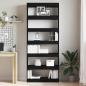 Preview: Schwarz Bücherregal Schwarz Holz 80 x 30 x 198 cm Regale