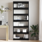 Preview: Schwarz Bücherregal Schwarz Holz 80 x 30 x 198 cm Regale