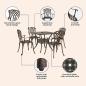 Preview: 5-tlg. Garten-Essgruppe Bronzen Aluminiumguss