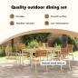 Preview: 7-teilige Garten Essgruppe Massivholz Akazie, Gartentisch 150x90x75 cm Massivholz Akazie, Stapelbare Gartenstühle 2 Stück Massivholz Akazie und Stahl, Stapelbare Gartenstühle 4 Stück Massivholz Akazie und Stahl