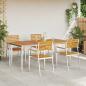 Preview: 5-teiliges Garten Esszimmer Set aus massivem Akazienholz, Outdoor Esstisch 180x90x75 cm aus massivem Akazienholz, Stapelbare Gartenstühle 4 Stück aus massivem Akazienholz und Stahl