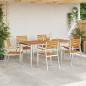 Preview: 7-teiliges Garten Dining Set Massivholz Akazie, Esstisch für draußen 180x90x75 cm Massivholz Akazie, Stapelbare Gartenstühle 2 Stück Massivholz Akazie und Stahl, Stapelbare Gartenstühle 4 Stück Massivholz Akazie und Stahl