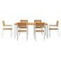 Preview: 7-teiliges Garten Dining Set Massivholz Akazie, Esstisch für draußen 180x90x75 cm Massivholz Akazie, Stapelbare Gartenstühle 2 Stück Massivholz Akazie und Stahl, Stapelbare Gartenstühle 4 Stück Massivholz Akazie und Stahl