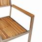 Preview: 3tlg. Garten Essgruppe aus massivem Teakholz, Outdoor Esstisch 90x90x74,5 cm aus massivem Teakholz, Stapelbare Gartenstühle 2 Stück aus massivem Teakholz und Metall