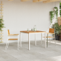 Preview: 3tlg. Garten Essgruppe aus massivem Teakholz, Outdoor Esstisch 90x90x74,5 cm aus massivem Teakholz, Stapelbare Gartenstühle 2 Stück aus massivem Teakholz und Metall
