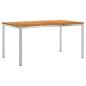 Preview: 5-teiliges Garten Essset Massivholz Teak, Esstisch für draußen 150x90x75 cm Massivholz Teak, Stapelbare Gartenstühle 4 Stk. Massivholz Teak und Metall