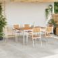 Preview: 7-teiliges Garten Essset aus massivem Teakholz, Esstisch 150x90x75 cm aus massivem Teakholz, Stapelbare Gartenstühle 2 Stück aus massivem Teak und Metall, Stapelbare Gartenstühle 4 Stück aus massivem Teak und Metall