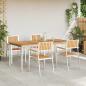 Preview: 5-teilige Garten Essgruppe aus solidem Teakholz, Outdoor Esstisch 180x90x75 cm aus solidem Teakholz, Stapelbare Gartenstühle 4 Stück aus solidem Teakholz und Metall