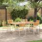 Preview: ARDEBO.de - 7-teiliges Gartentischset Massivholz Teak, Outdoor Esstisch 180x90x75 cm Massivholz Teak, Stapelbare Gartenstühle 2 Stück Massivholz Teak und Metall, Stapelbare Gartenstühle 4 Stück Massivholz Teak und Metall