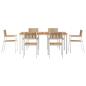 Preview: 7-teiliges Gartentischset Massivholz Teak, Outdoor Esstisch 180x90x75 cm Massivholz Teak, Stapelbare Gartenstühle 2 Stück Massivholz Teak und Metall, Stapelbare Gartenstühle 4 Stück Massivholz Teak und Metall