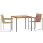 Preview: 3-teiliges Garten Essset aus massivem Teakholz, Outdoor Esstisch 90x90x74,5 cm aus massivem Teakholz