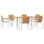 Preview: 7-teilige Garten Essgruppe Massivholz Teak, Esszimmertisch 150x90x75 cm Massivholz Teak