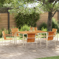 Preview: 7-teilige Garten Essgruppe Massivholz Teak, Esszimmertisch 150x90x75 cm Massivholz Teak