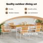 Preview: 7-teiliges Garten Esstisch Set aus massivem Teakholz, Outdoor Esstisch 180x90x75 cm aus massivem Teakholz