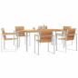 Preview: 7-teiliges Garten Esstisch Set aus massivem Teakholz, Outdoor Esstisch 180x90x75 cm aus massivem Teakholz