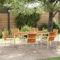 Preview: 7-teiliges Garten Esstisch Set aus massivem Teakholz, Outdoor Esstisch 180x90x75 cm aus massivem Teakholz