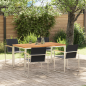 Preview: 5-teiliges Garten Esszimmer Set Massivholz Teak, Outdoor Esstisch 150x90x75 cm Massivholz Teak