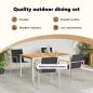 Preview: 5-teiliges Garten Esszimmer Set Massivholz Teak, Outdoor Esstisch 150x90x75 cm Massivholz Teak