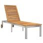 Preview: Sonnenliegen 2 Stück mit Tisch aus massivem Akazienholz, Sonnenliege mit Rädern 207x58x35 cm aus massivem Akazienholz und rostfreiem Stahl