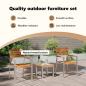 Preview: 3-teiliges Garten Essgruppe Massivholz Teak, Stapelbare Gartenstühle 2 Stück Massivholz Teak und Stahl
