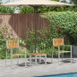 Preview: 3-teiliges Garten-Esszimmer-Set aus massivem Teakholz, stapelbare Gartenstühle 2 Stück aus massivem Teakholz und Metall