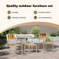 Preview: 3-teiliges Garten-Esszimmer-Set aus massivem Teakholz, stapelbare Gartenstühle 2 Stück aus massivem Teakholz und Metall