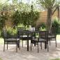 Preview: 5-teiliges Garten-Dining-Set mit Kissen Schwarz Poly Rattan
