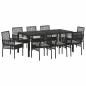 Preview: 9-teiliges Gartendining-Set Schwarz Poly Rattan