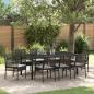 Preview: 9-teiliges Gartendining-Set Schwarz Poly Rattan