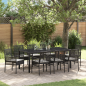 Preview: 9-teiliges Gartendining-Set Schwarz Poly Rattan